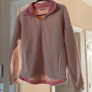 Pink fleece pullover